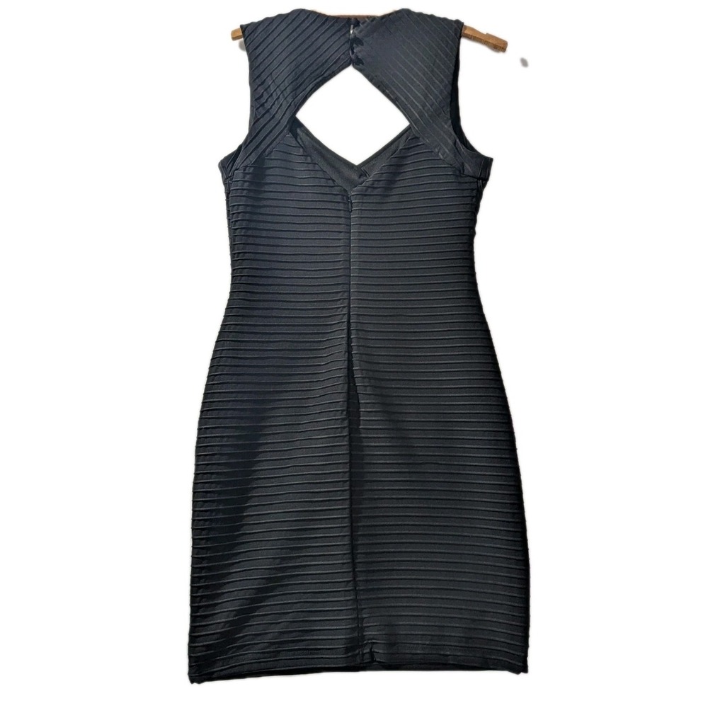 Eliza J Black Ribbed Bodycon Dress Cutout Back Sleeveless Women's‎ 6 - Picture 3 of 11